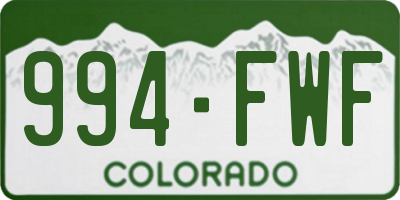 CO license plate 994FWF