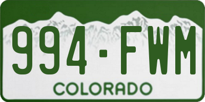CO license plate 994FWM