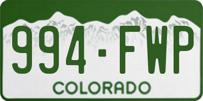 CO license plate 994FWP