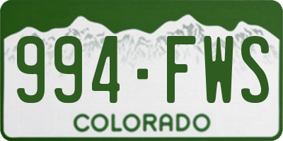 CO license plate 994FWS