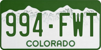 CO license plate 994FWT