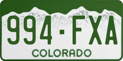 CO license plate 994FXA