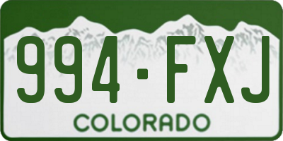 CO license plate 994FXJ