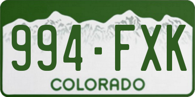 CO license plate 994FXK