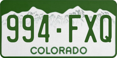 CO license plate 994FXQ