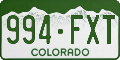 CO license plate 994FXT