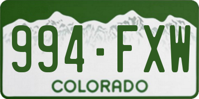 CO license plate 994FXW