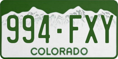 CO license plate 994FXY