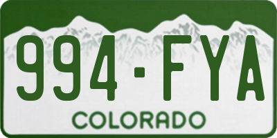 CO license plate 994FYA