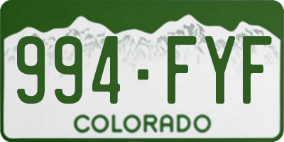 CO license plate 994FYF