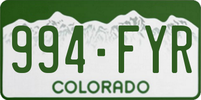 CO license plate 994FYR