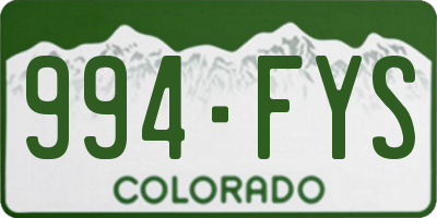 CO license plate 994FYS