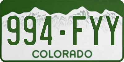 CO license plate 994FYY