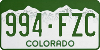 CO license plate 994FZC
