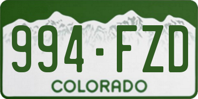 CO license plate 994FZD