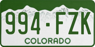 CO license plate 994FZK