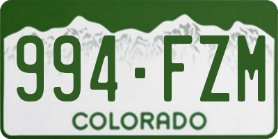 CO license plate 994FZM