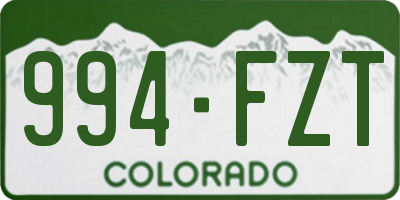 CO license plate 994FZT