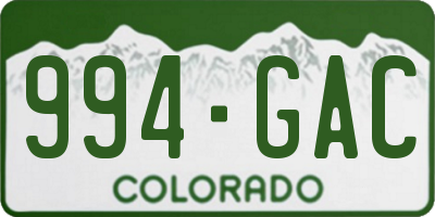 CO license plate 994GAC