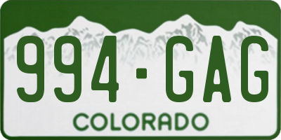 CO license plate 994GAG