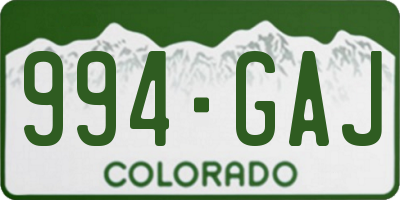 CO license plate 994GAJ