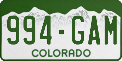 CO license plate 994GAM