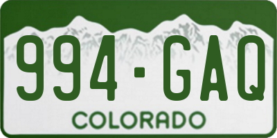 CO license plate 994GAQ