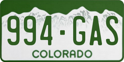 CO license plate 994GAS