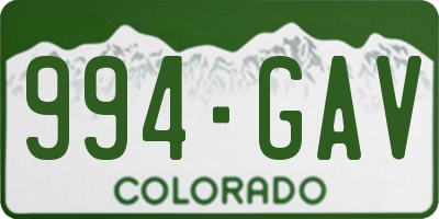 CO license plate 994GAV