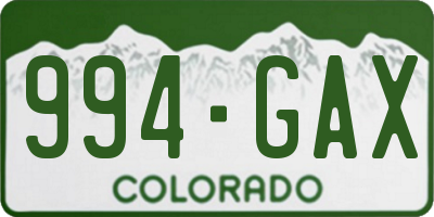 CO license plate 994GAX