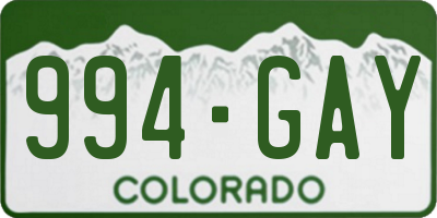 CO license plate 994GAY