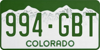 CO license plate 994GBT