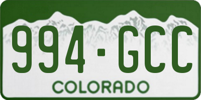 CO license plate 994GCC