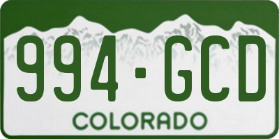 CO license plate 994GCD