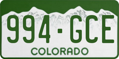 CO license plate 994GCE