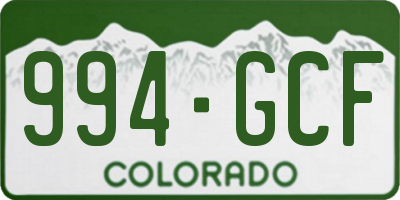 CO license plate 994GCF