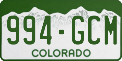 CO license plate 994GCM