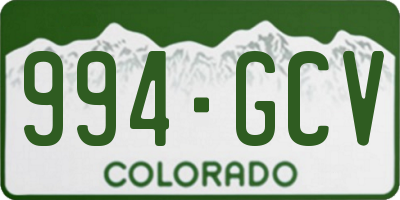 CO license plate 994GCV