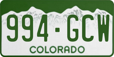 CO license plate 994GCW
