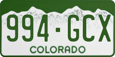 CO license plate 994GCX