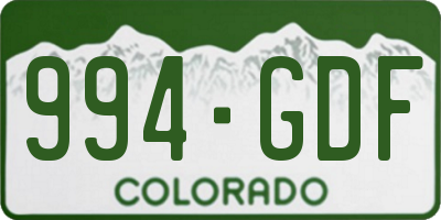 CO license plate 994GDF