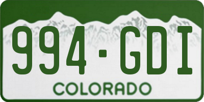 CO license plate 994GDI