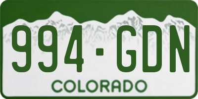 CO license plate 994GDN