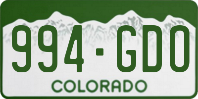 CO license plate 994GDO