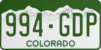 CO license plate 994GDP