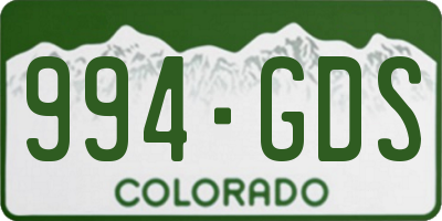 CO license plate 994GDS