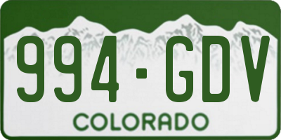 CO license plate 994GDV