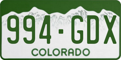 CO license plate 994GDX