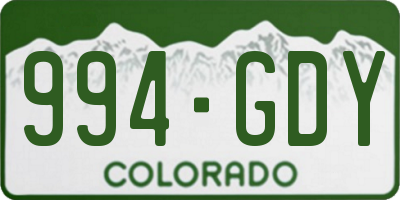 CO license plate 994GDY