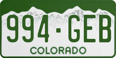 CO license plate 994GEB